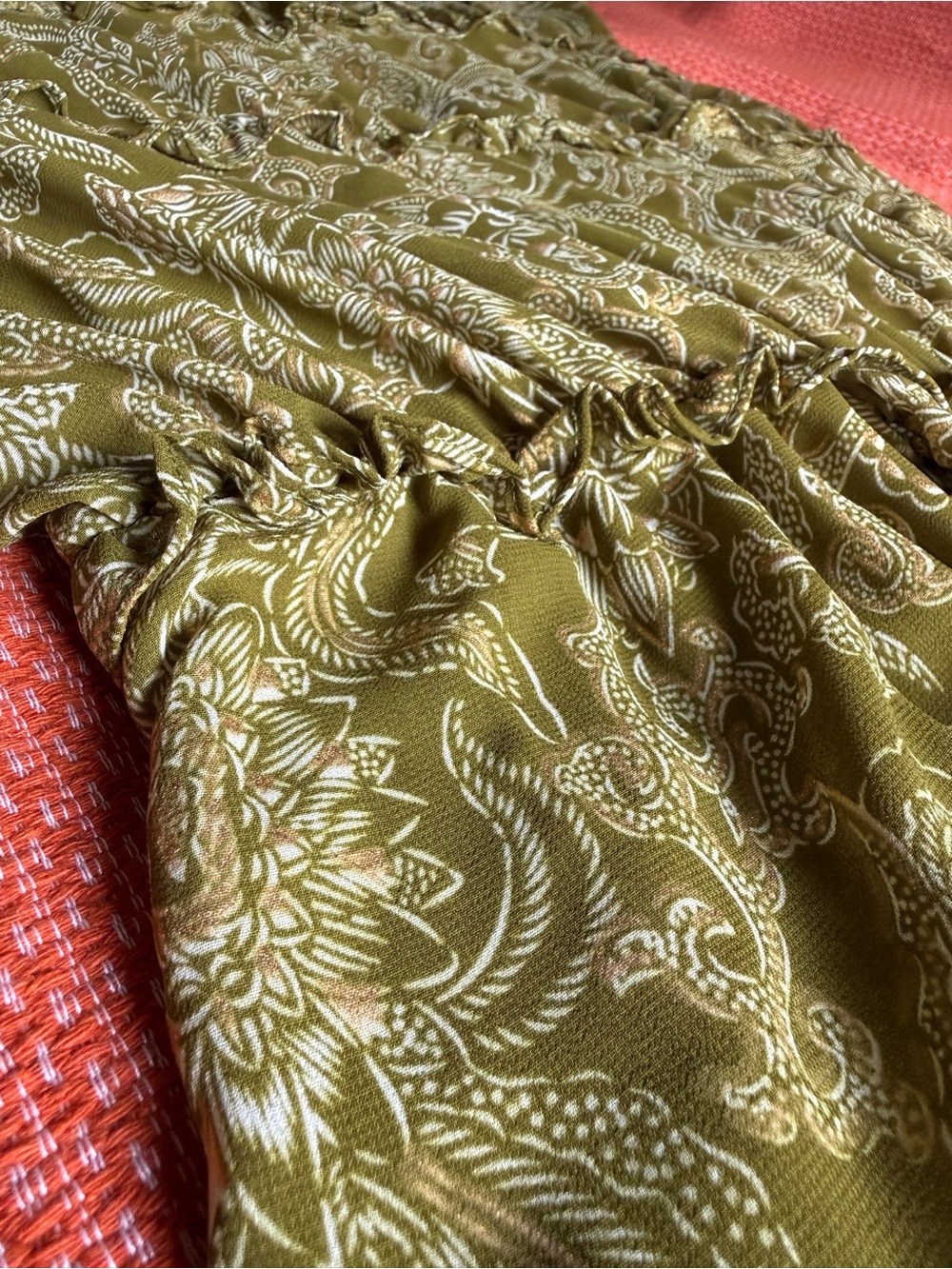 Umgee Olive Paisley Tiered Maxi Dress - Picture 7 of 9